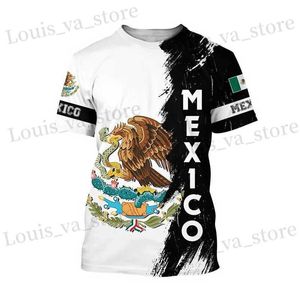 T-shirts masculins T-shirts mexicains Emblème du drapeau mexicain 3d imprimé Strtwear hommes femmes mode surdimension