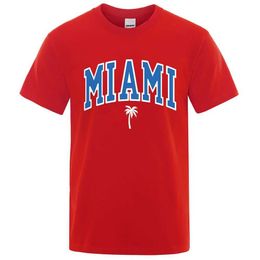 T-shirts masculins Miami Seaside City Lettre de personnalité Men de la ville Men des femmes Vêtements lâches surdimensionnés surdimensionnés surdimension