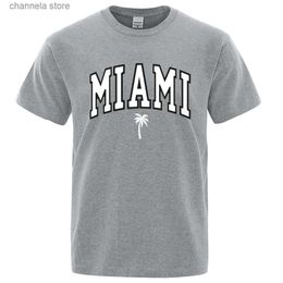 T-shirts pour hommes Miami Seaside City Personnalité Lettre T-shirts Hommes Créativité Crewneck Vêtements Lâche T-shirts d'été Mode Coton Manches courtes T240202