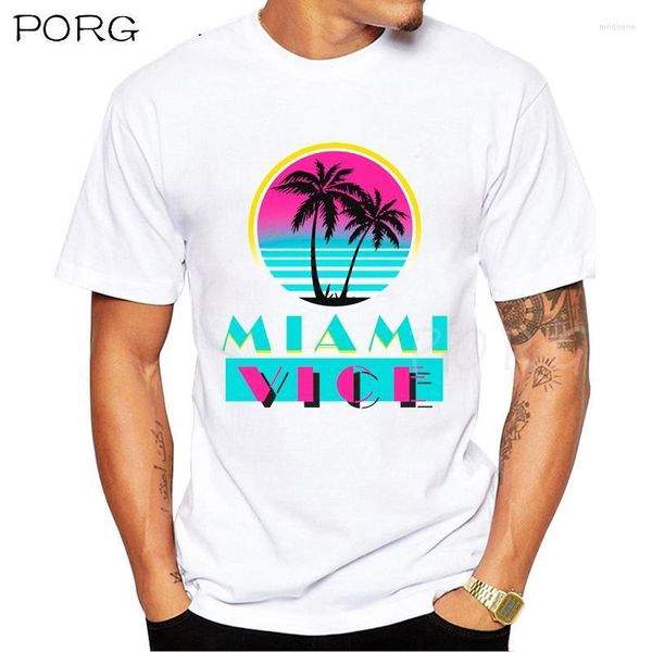 Camisetas de hombre Miami Vice Hombres Mujeres Hip Hop Camiseta de alta calidad Tops Creativo Vaporwave Ropa estética Cotton100% Men's Mild22