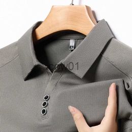 T-shirts pour hommes Hommes d'âge moyen Automne Col rabattu Lâche Plus Taille Polo Chemise Luxueuse Business Chemise à manches longues Golf Hommes Vêtements J231111