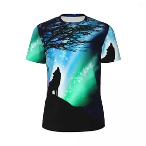 T-shirts pour hommes Midnight Mountain Shirt Man Northern Lights Vintage Sportswear Respirant Summer Nouveauté Tees Design Tops surdimensionnés