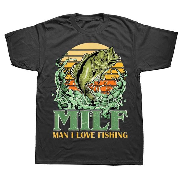 T-shirts pour hommes MILF Man I Love Fishing Dictons drôles Cadeau pour les pêcheurs T-shirts Été Coton Streetwear T-shirt à manches courtes Vêtements pour hommes