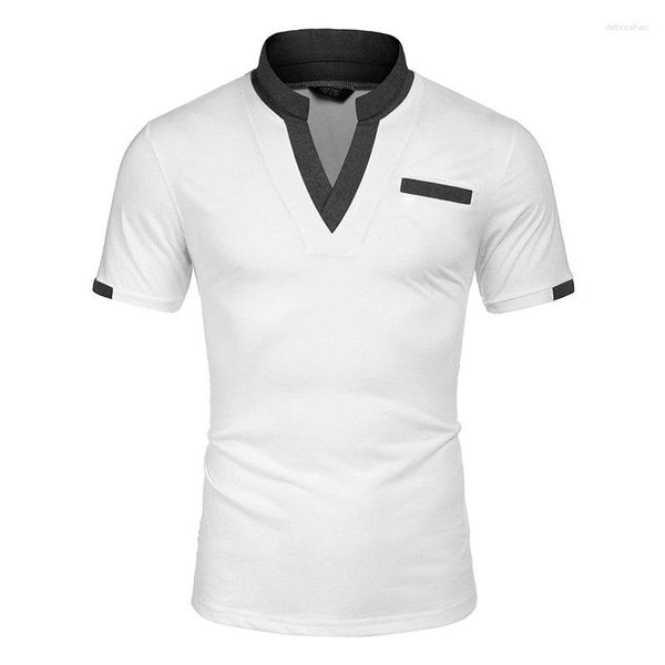 T-shirts pour hommes minimaliste col en V coupe ajustée manches courtes coupe ajustée à manches courtes