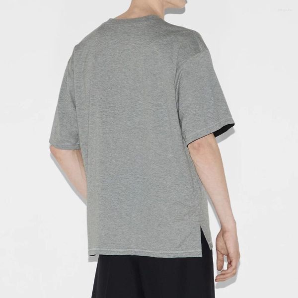 T-shirts pour hommes Divers T-shirt en coton en tricot réversible gris et noir # MR0392