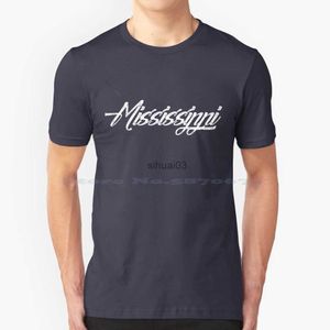 Camisetas para hombres Mississippi Script T Shirt 100% algodón Tee College Football Ole Miss Oxford Universidad de Mississippi Made Sec