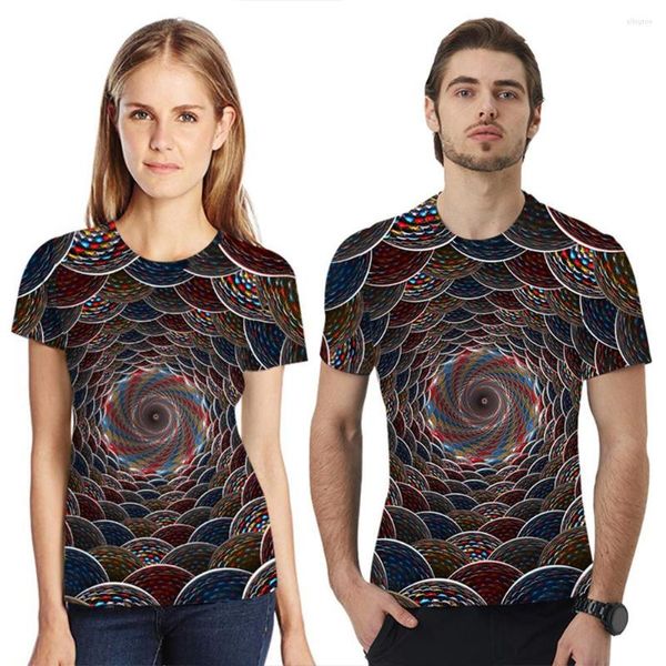 Hommes t-shirts MISSKY hommes chemise été ample 3D coloré impression numérique col rond manches courtes pour Couples hommes vêtements