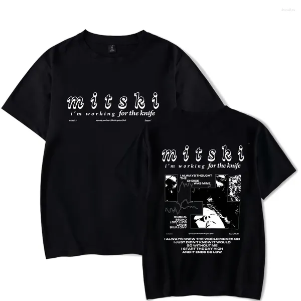 T-shirts pour hommes Mitski travaillant pour la musique de couteau lui offrez son merch réversible imprime unisexe top à manches courtes décontractées