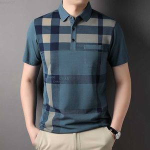 Heren T-Shirts MLSHP Katoen Heren Polo Shirts Luxe Korte Mouwen Plaid Business Casual Mannelijke T-shirts Zomer Slanke Man Tees 3XL L230715