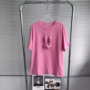 T-shirts masculins MM Famille 24SS Pink Front 3D Rabbit Doll Back Sparkling T-shirt