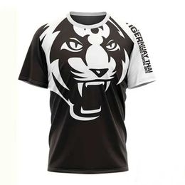 T-shirts voor heren MMA uitgebreide Fightt-shirt heren tijger grafische korte mouw tee muaythai sport traintshirts oversized stoffen stoffen j240509