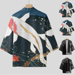 T-shirts voor heren Mock Neck Fitted Long Sleeve Male Lente en zomer Cool Semi Cardigan All Printed Tee Shirt Short Blouse