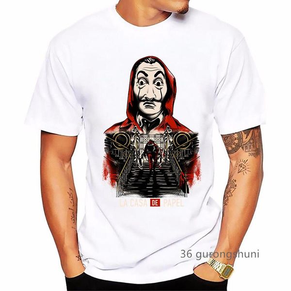 Camisetas para hombre Camiseta Money Heist La Casa De Pape Camiseta para hombre Ropa con estampado gráfico Camiseta de manga corta 90s TopMen's