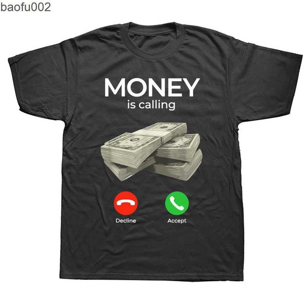 T-shirts pour hommes Money Is Call Cash Funny Business T-shirts Graphic Cotton Streetwear Short Sleeve Birthday Gifts Summer Style T-shirt Men W0322