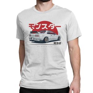 T-shirts voor heren Monster Skyline R32 GTR JDM T-shirts Men Men Japanse auto DRIFT Grappige pure katoenen ts slve tops t shirts plus size tops t240425