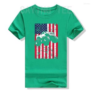 T-shirts pour hommes Monster Truck Drapeau américain Racing USA T-shirt patriotique Cadeau 4 juillet T-shirt graphique Top Blouses à manches courtes Hommes Femmes