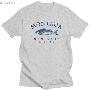 T-shirts voor heren Montauk New York Fishing 1686 T-shirt heren katoen vis T-shirt Fisher pensioen cadeau T-shirt korte mouw bedrukt top cadeau 240130