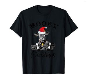 T-shirts pour hommes Mooey T-shirt de Noël Vache avec cadeau d'amoureux du bonnet de Noel-T-shirt pour hommes-Noir(1)