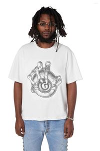 T-shirts pour hommes MOOVOOK 2023 Summer Cool High Street Ghost Eye Impression Qualité Coton Double Fil À Manches Courtes Hommes Et Femmes T-shirt Lâche
