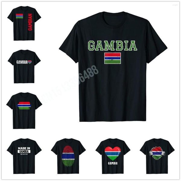 Camisetas para hombre Más diseño Gambia Bandera de Gambia Regalo de recuerdo Camiseta para hombres Mujeres Camisa Tops Camisetas de algodón