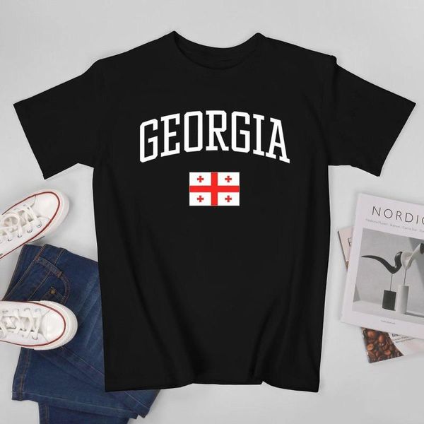 T-shirts pour hommes Plus Design Georgia Flag Georgian Men Tshirt Tees T-Shirt O-cou Femmes Garçons Vêtements Coton