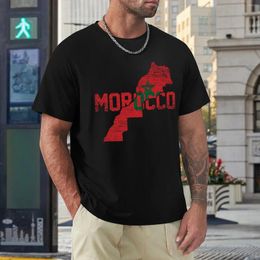 Heren T-shirts Marokko Vlag Map_42672291 T-shirts Hoge kwaliteit reizen VS maat