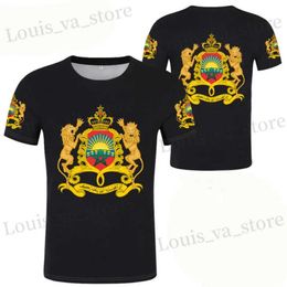 T-shirts masculins T-shirt de l'emblème national maroc 3d T-shirt imprimé pour hommes Nouveaux t-shirts graphiques à courte durée Camisetas T240419