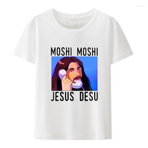 Mannen T-shirts Moshi Jesus Desu Grappige T-shirt Mannen Shirt Korte mouwen Ademend T-shirts Casual Tops Vintage Winkelen