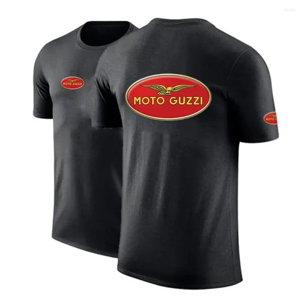 T-shirts pour hommes Moto Guzzi 2023 Coton d'été Sports à la mode Respirant Casual Couleur Solide Manches courtes Chemise de haute qualité Tops