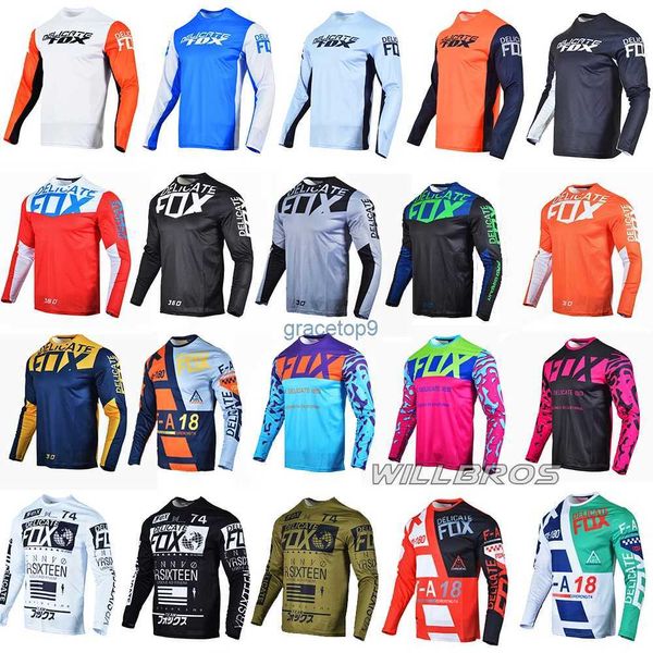 T-shirts pour hommes Jersey de motocross 180 360 manches longues MX BMX DH Dirt Bike Vêtements Vélo Moto Cyclisme T-shirt d'été pour hommes JJ25