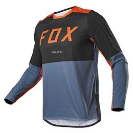 Homens camisetas Camisa de motocross MTB Downhill Fox Teleyi Jersey Enduro Ciclismo Mountain DH Maillot Ciclismo Hombre Motocicleta Ciclismo Jersey V23