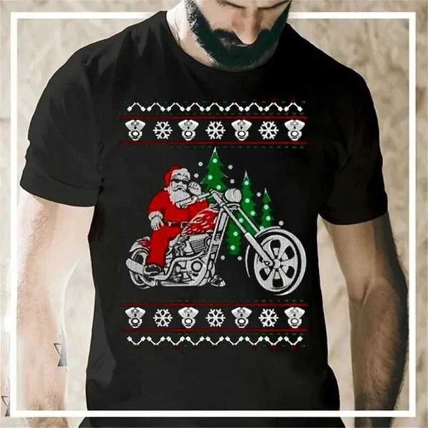 T-shirts masculins Motorcycle 3D T-shirt de Noël Santa Claus imprimé HARAJUKU TOPS T-shirt pour hommes vintage décontractés
