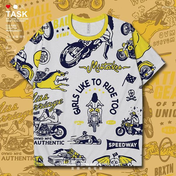 T-shirts pour hommes Moto Publicité Rétro Aritiste Style Américain Beauté Old School Hommes Chemise Réunion Gymnases Vêtements Vêtements D'été
