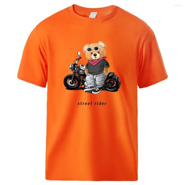 Camisetas masculinas para entusiastas de motocicletas Street Rider estampadas de manga curta masculina de algodão retrô camisetas casuais fashion tops camisa respirável macia