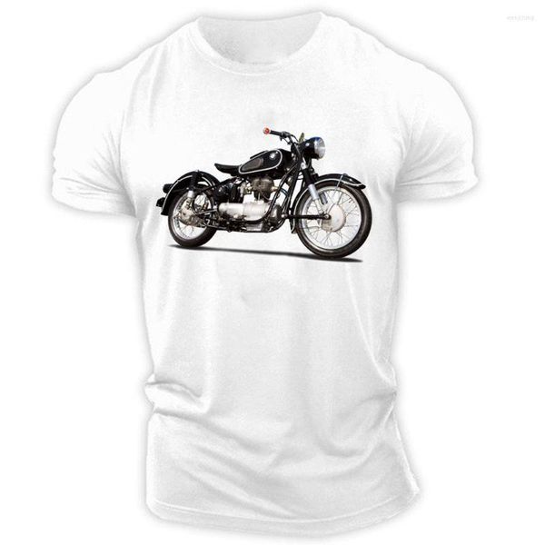 T-shirts pour hommes T-shirt imprimé moto été surdimensionné hommes col rond à manches courtes haut Style de rue coton
