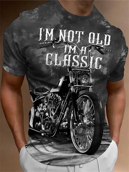 T-shirts hommes T-shirt de moto Hommes 3D Imprimer manches courtes Vintage Classics T-shirt pour hommes Street Ride Biker Chemises Tops T-shirt surdimensionné