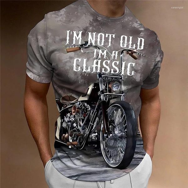 Camisetas para hombre, camiseta de motocicleta para hombre, camisetas Vintage de manga corta con estampado de coche en 3D, camiseta de motociclista de paseo callejero para hombre, camiseta de gran tamaño para hombre