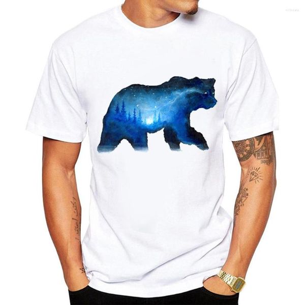 T-shirts pour hommes Mountain Bear White Men T-Shirt à manches courtes O-Neck Summer Graphic Tops Tees Camiseta Hombre Accepter des vêtements personnalisés