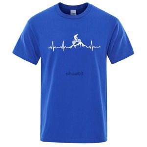 T-shirts pour hommes Mountain Bike Heartbeat Funny MTB Dirt Bike Hommes Tshirt Hip Hop Casual Tops Summer Street T-shirt surdimensionné en coton à manches courtes