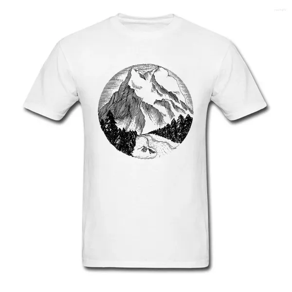 T-shirts pour hommes Paysage de montagne T-shirt Fabuleux Cool Blanc Noir Croquis Qualité Impression Coton Col Rond Taille UE XS-5XL T-shirt