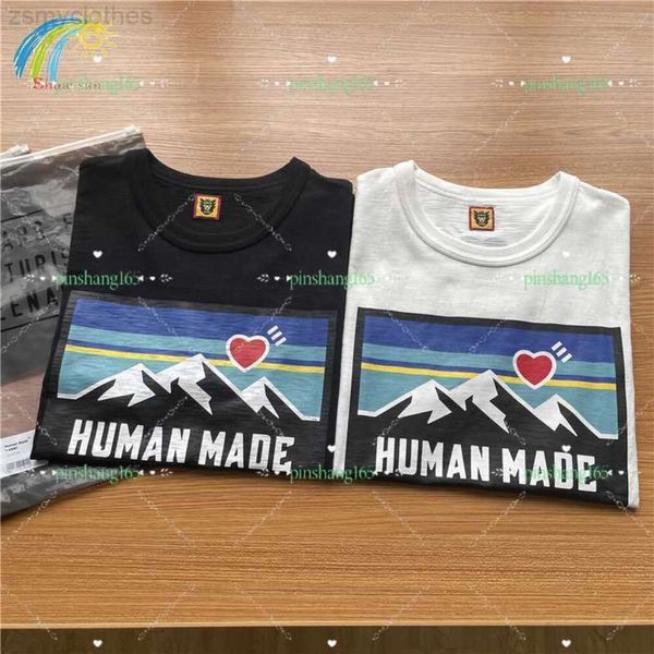 T-shirts pour hommes Mountain Print Human Made T-shirts Hommes Femmes Haute Qualité Top Tees Blanc Noir Manches courtes