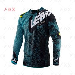 T-shirts masculins Mtb Leatt Racing Motorcycle Mountain Bike Team Downhill Jersey Offroad Bicycle Locomotive Cross Country 6Mat