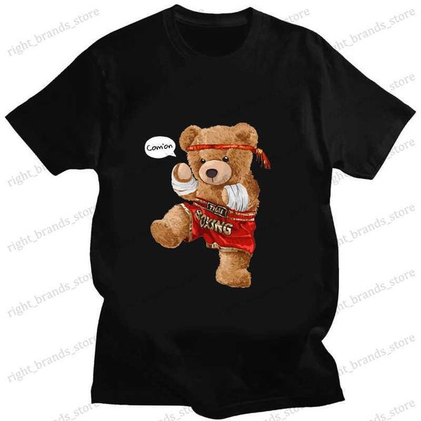 T-shirts hommes Muay Thai Bear Funny Print Tshirt Femmes Coton Plus Taille Harajuku Manches courtes Hommes Tee Shirt Summer Fashion Streetwear Tops T240122