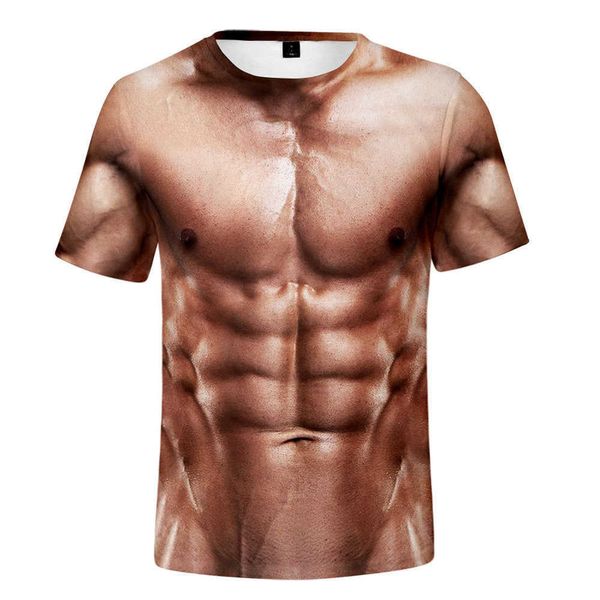 Camisetas para hombres Muscle Body Camiseta con estampado 3D Hombres Moda Street Tees Patrón de carne Verano Guapo Hombre Manga corta Gráficos de moda Ieisure Top T230103