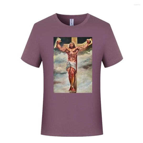 Camisetas para hombre, camiseta clásica con músculos de Jesucristo, camiseta cruzada de Pascua para hombre, camisetas de Festival Digital de gran tamaño para hombre