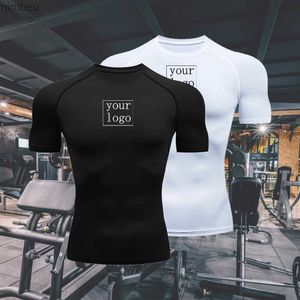 T-shirts voor heren Muscle Man Running Compressie-T-shirts Op maat gemaakt Sneldrogend Jersey Fitness Sportkleding Gym DIY Print Shirt met korte mouwen AdemendL240110
