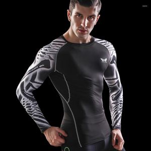 Heren T-shirts Muscle Men Compressie Tight Skin Shirt Lange mouwen 3D Prints Rashguard Fitness Base Layer Gewichtheffen Man Tops Dragen