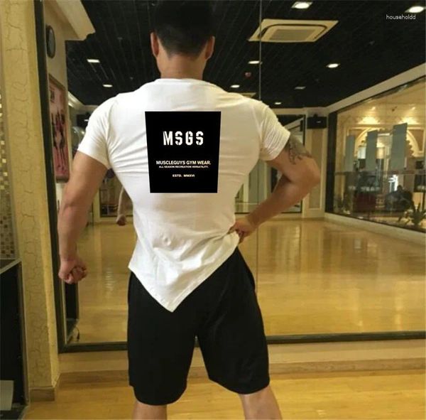 T-shirts pour hommes Muscleguys Marque Gyms Vêtements Fitness T-Shirt Bodybuilding NO DOULEUR GAIN Imprimer Chemise Hommes Slim Fit