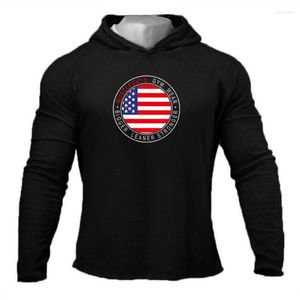 T-shirts pour hommes Muscleguys Gym Wear Bodybuilding Vêtements Fitness Sweat à capuche Chemise Muscle Hommes T-shirt à capuche Coton Sportswear Tee Homme