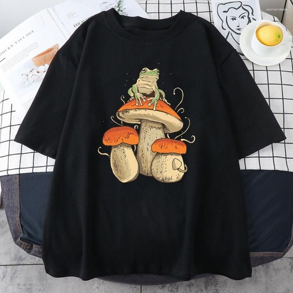 T-shirts pour hommes Champignon Dark Academia Grenouilles Hip Hop Sweat Tee Shirt Tops d'été Hommes Femmes Manches courtes Casual Loose Black T-shirts